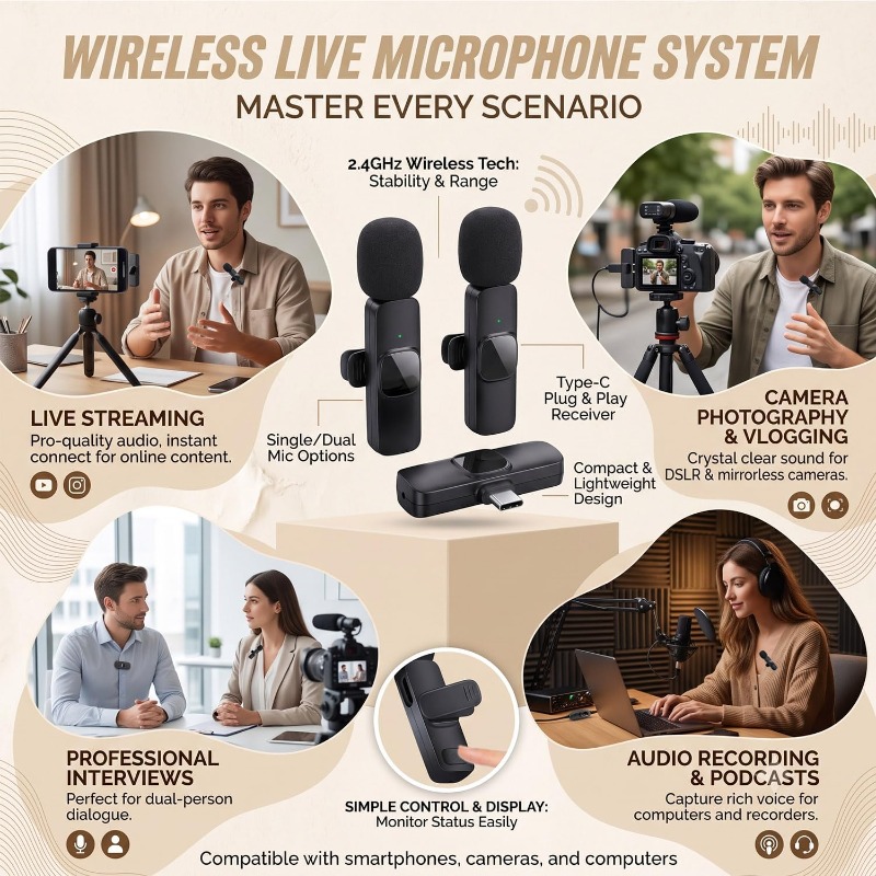Video Gaming & Esports Usd Acc - Wireless Lavalier Microphone Mini Portable Noise
